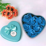 savon rose romantique forme fleur sculptée boîte coeur decoration maison occasion anniversaire mariage