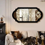 miroir mural adhésif noir fleurs papillons classique salon chambre deco
