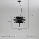 suspension lumineuse or noir contemporain minimaliste ampoule led intégrée fixation câbles métal superposé