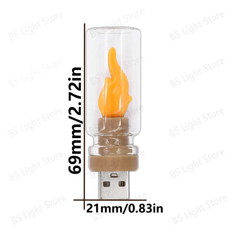 lampe led effet flamme usb transparente orange beige moderne chambre veilleuse festival