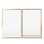cadre photo or minimaliste verre transparent geometrique ouverture deux parties pieds