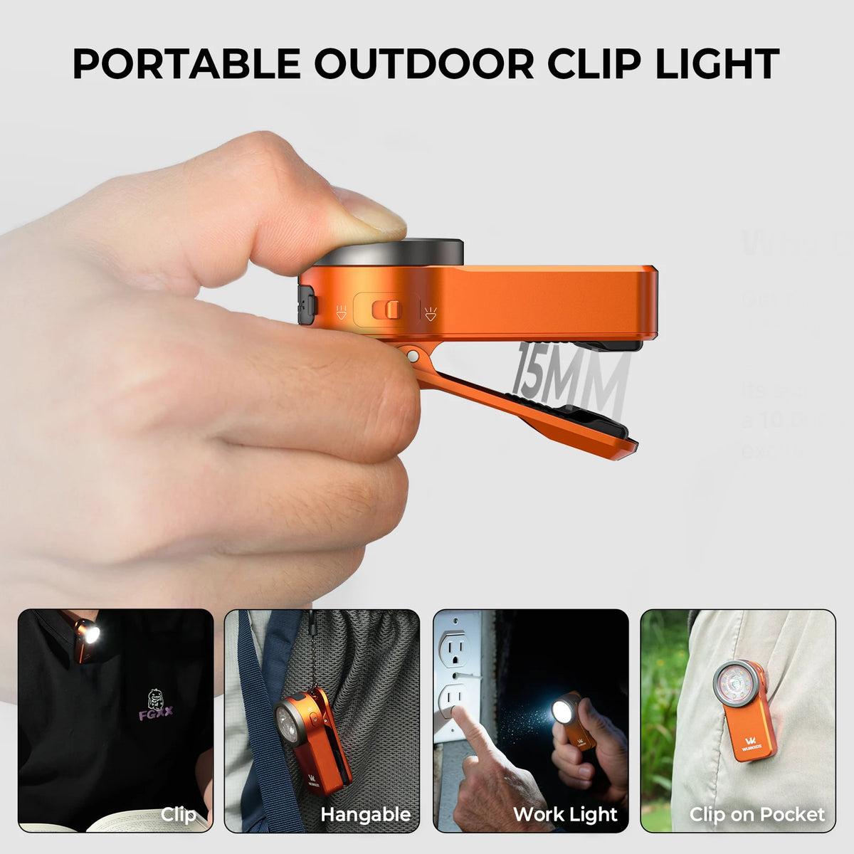 lampe torche portable rechargeable usb clip aimant led forte puissance randonnée extérieur