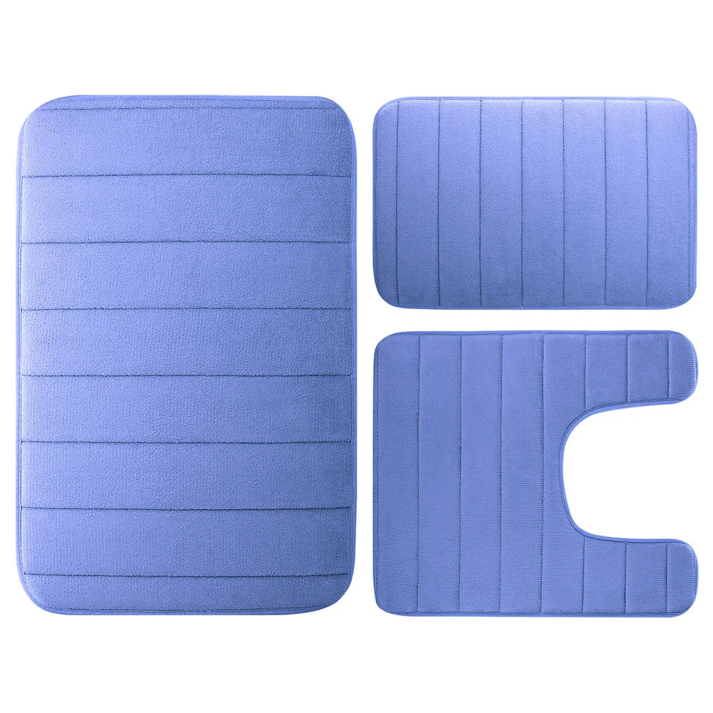 tapis bain mousse mémoire forme moderne rayures horizontales absorbant antidérapant lavable machine extra doux