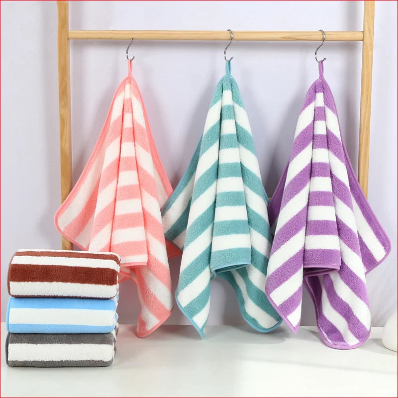 serviettes bain microfibre séchage rapide rayées moderne rose bleu vert gris blanc adultes