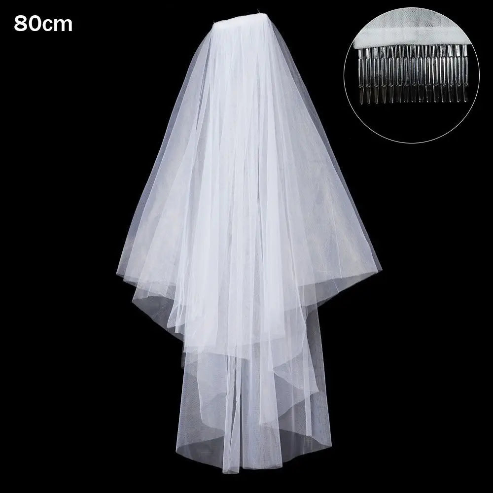 voile mariée blanc tulle fin noeuds satinés clips élégants classiques deux couches transparents