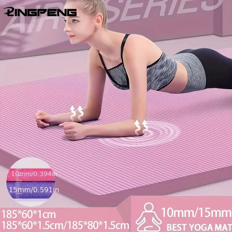 tapis yoga rose clair rayures horizontales moderne épais antidérapant fitness yoga 185x60cm 185x80cm
