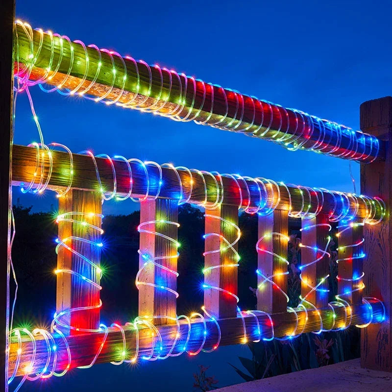 guirlande lumineuse led multicolore moderne 32m 300leds extérieure solar ip65