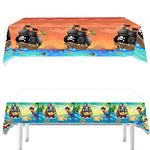 nappe pirate bateau crânes perroquet motif marin fête enfant bleu rouge vert orange