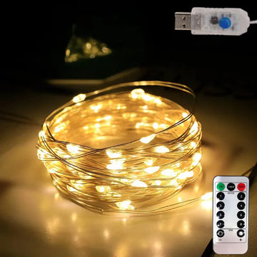 guirlande lumineuse led fil cuivre blanc chaud usb telecommande decoration interieur mariage noel maison
