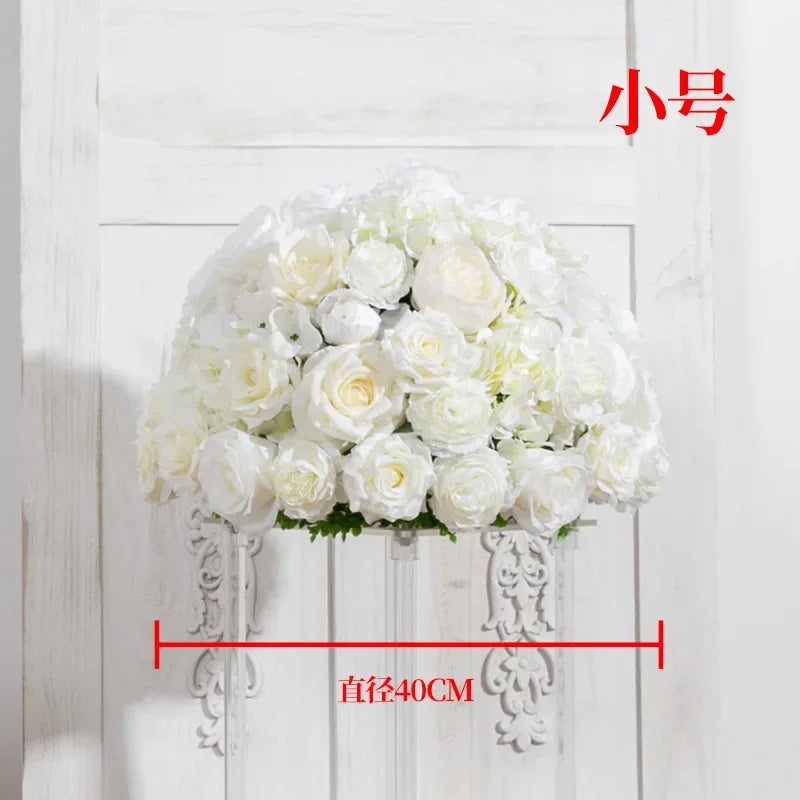 décoration mariage rose blanche soie diamètre 50cm intérieur présentoirs transparents