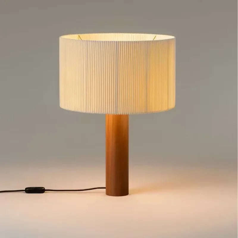 lampe table moderne or bois plissée sans grille opaques led 3000k 6000k