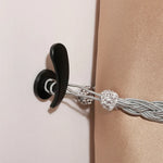boucle ruban rideau moderne vis fixation noir or rose gold métal tressé