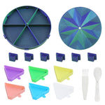 palette broderies six compartiments violet bleu vert rose moderne diagonales géométriques opaques brosse incluses.codes