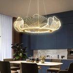 suspension lumineuse contemporaine filigrane floral blanc doré élégante intérieur lumière blancheversible
