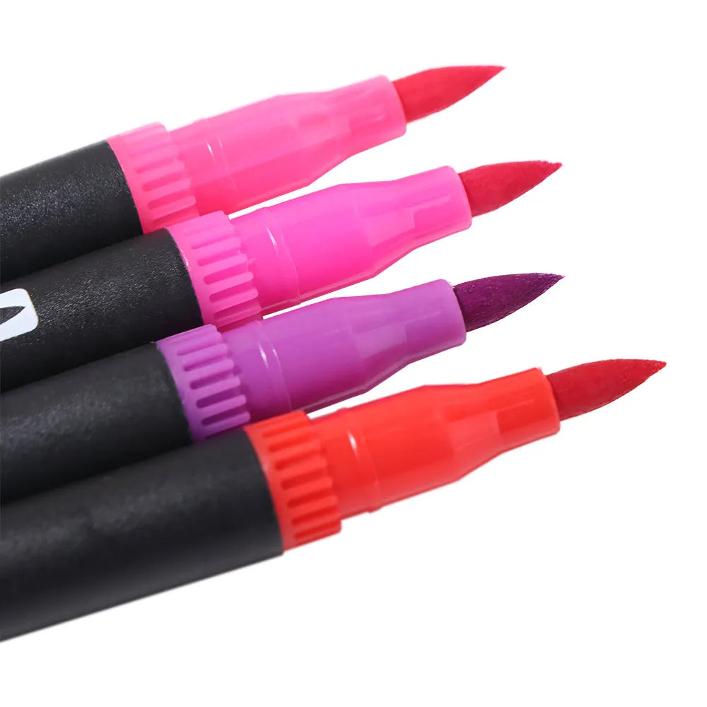 stylos bille pinceau pointe noir rose violet rouge moderne art dessin pratique set