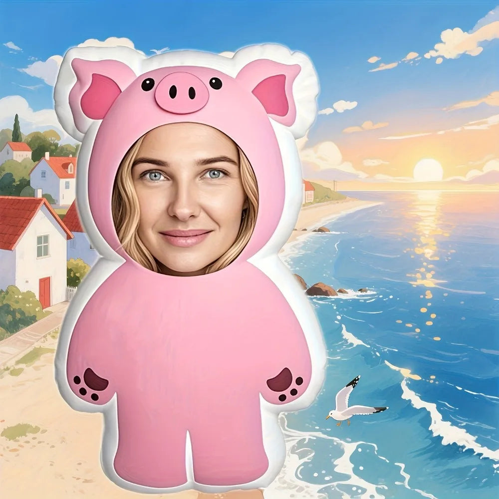 masque photo personnalisable cochon mignon rose clair créatif cartoon 10cm 25cm 35cm 40cm