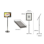 support document argenté moderne incliné vis fixations base circulaire transparent opacité