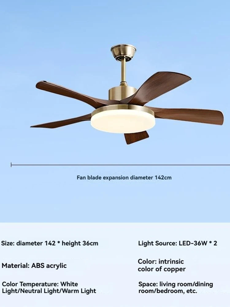 ventilateur marron cuivre moderne led télécommande certification rohs ccc fcc ab