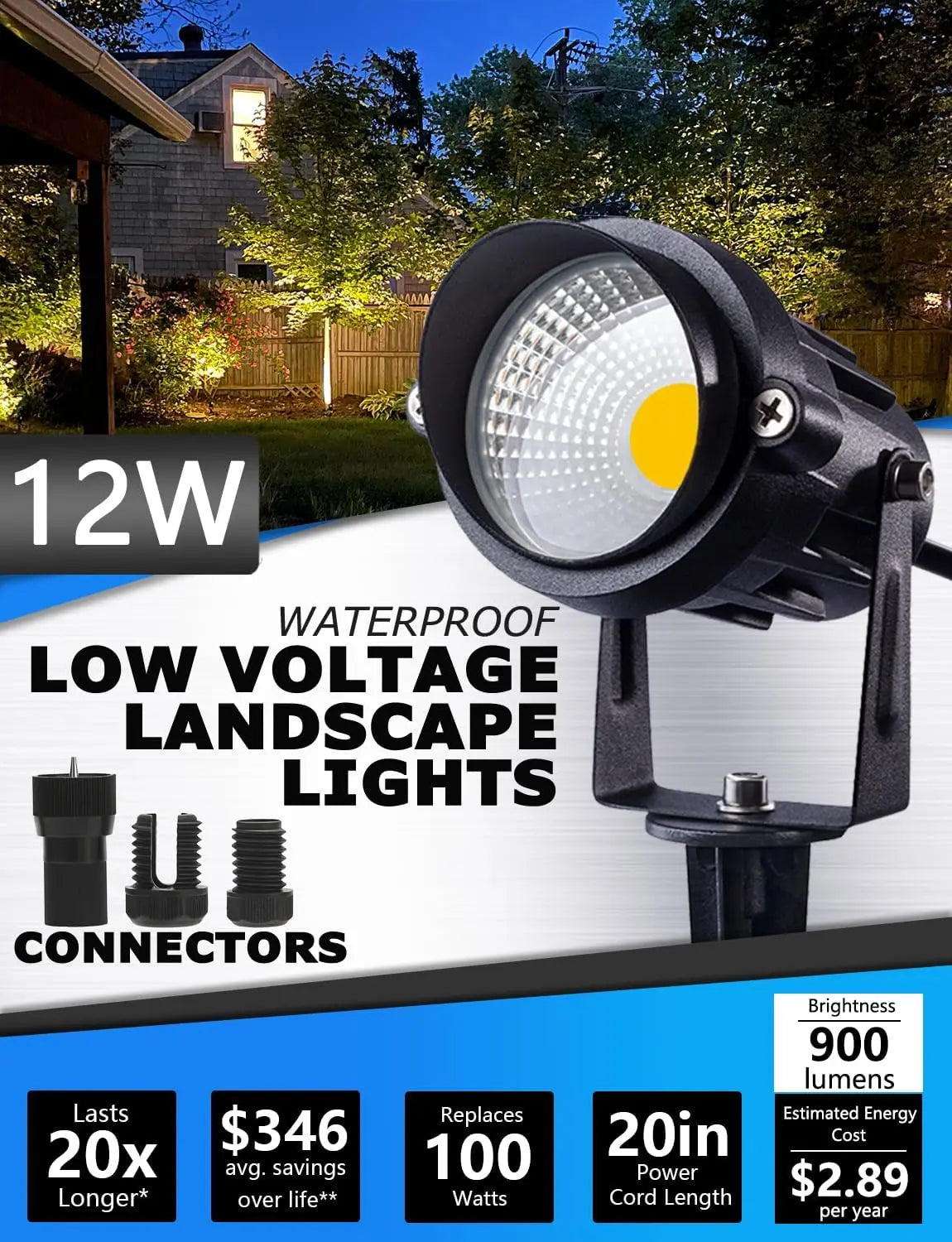 projecteurs led paysagers 12w ip65 super étanches noir modernes vis