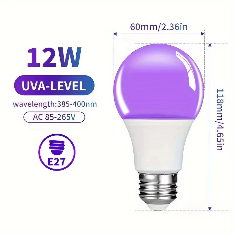 ampoule led uv violette lumiere blanche transparente deco moderne éclairage nocturne fête ballons fluorescents