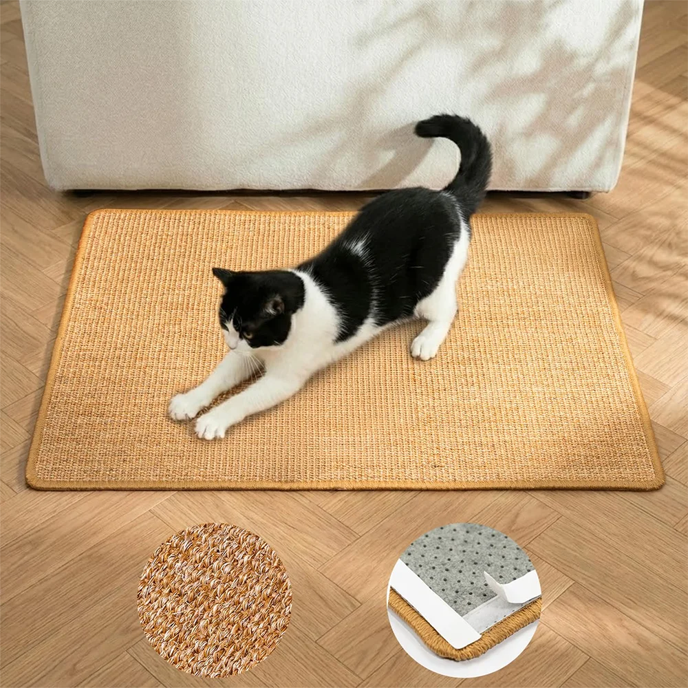 tapis sisal griffoir chat protection murale adhésif texture rugueuse moderne minimaliste 20x40cm 40x60cm 50x90cm