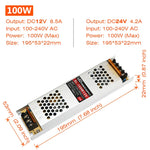 alimentation led ultrafine 12v 24v 60w 100w blanc grille perforations fixations vis