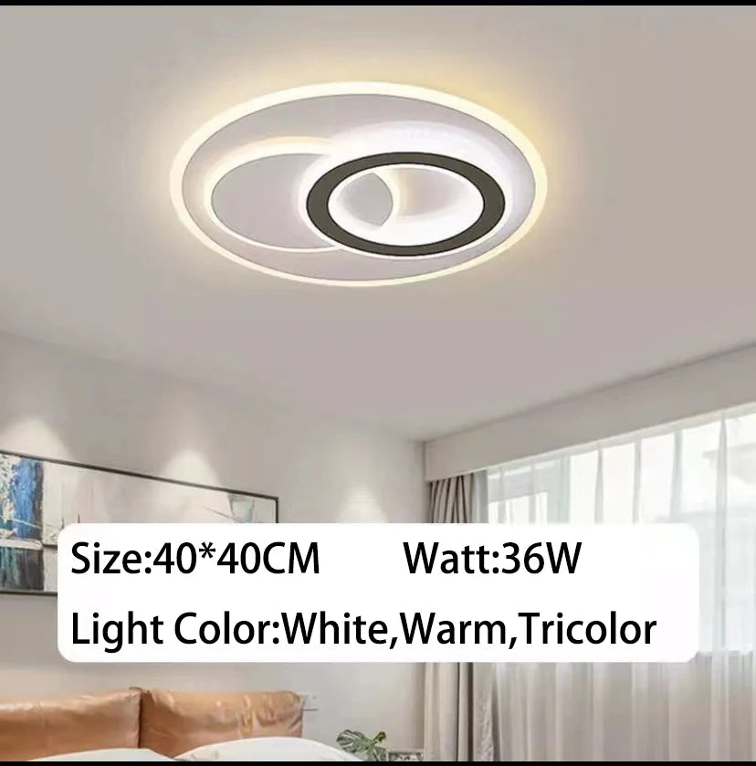 luminaire led blanc noir géométrique moderne minimaliste 36w 40cm