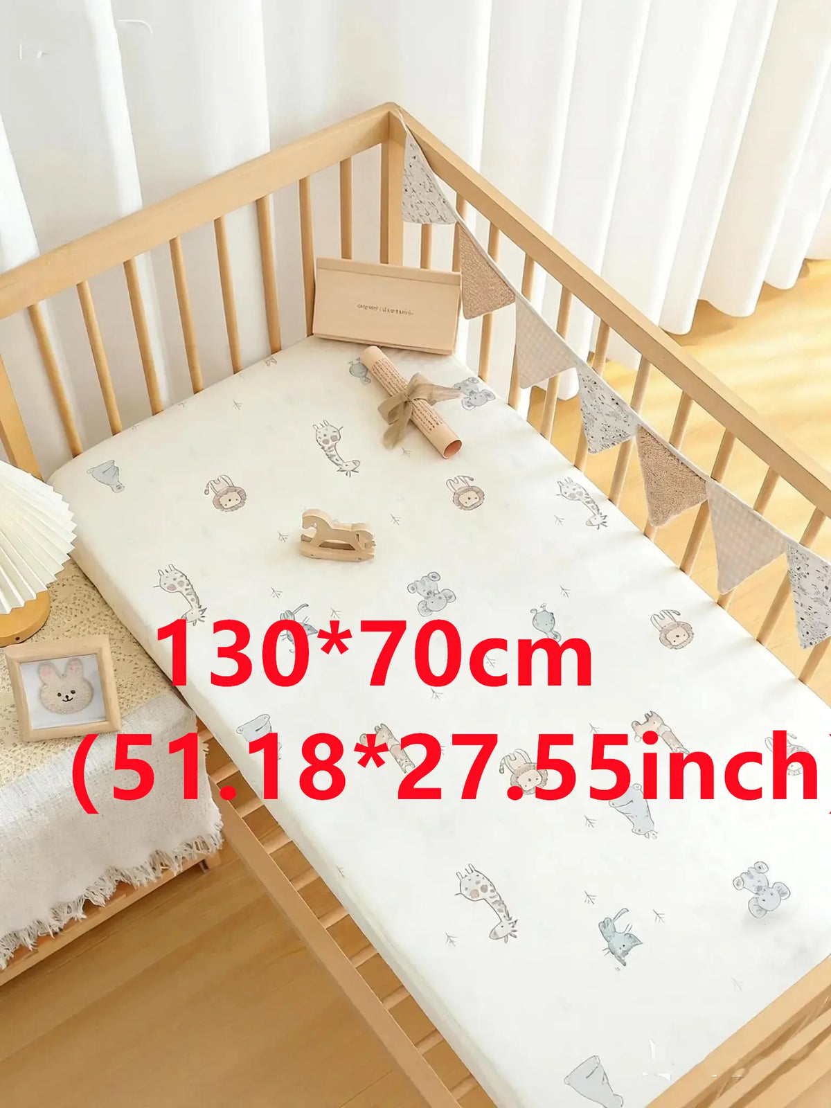 drap housse bébé imprimé animaux gris blanc moderne 90x50 120x60 130x70 polyester coton