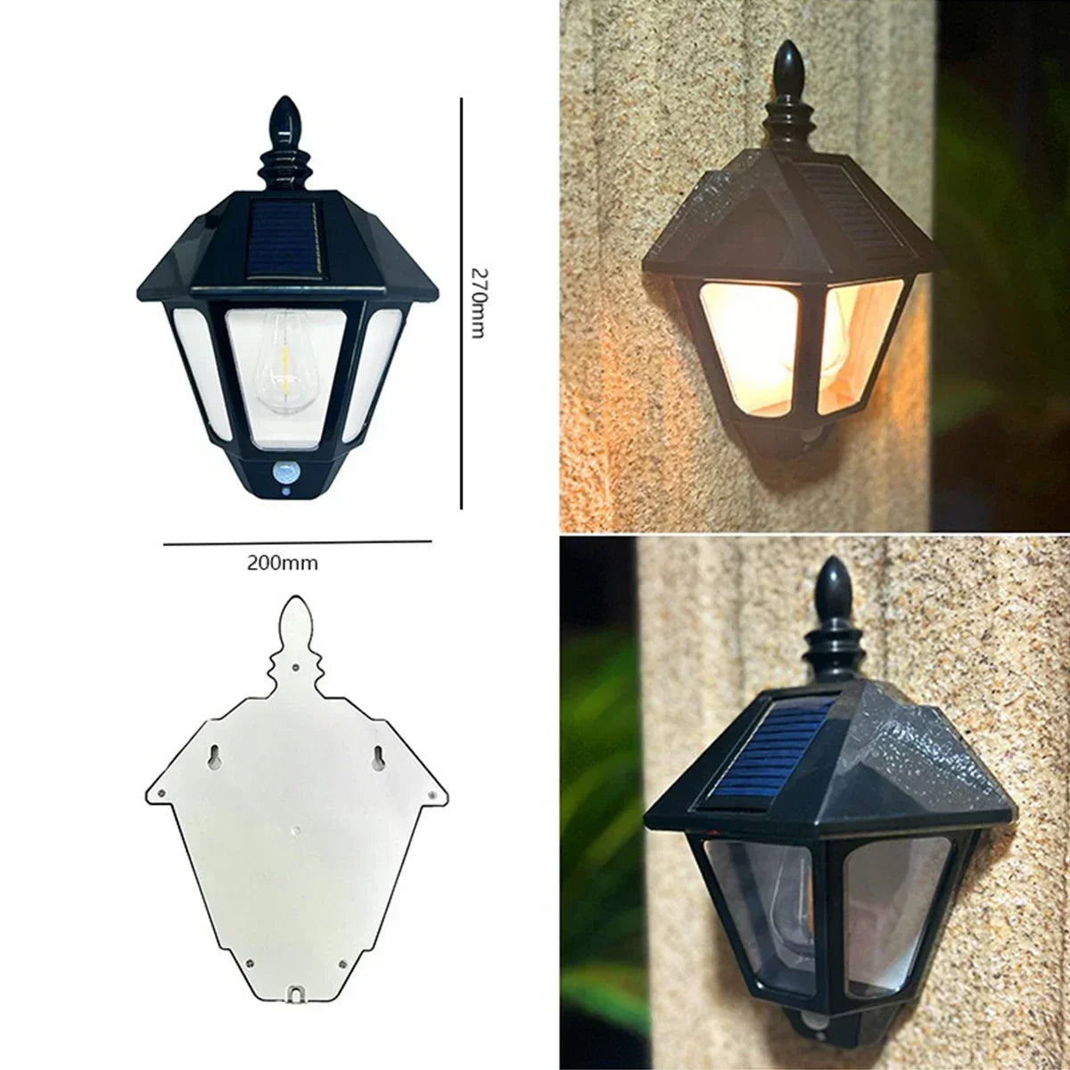 lampe solaire murale rouge noir transparente hexagonale classique détecteur mouvement autonomieextérieur