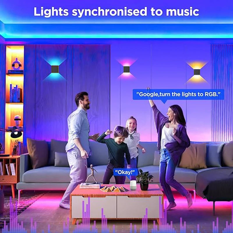 lampe murale led moderne noire blanche rgbcct ip65 controle app vocal smart life alexa
