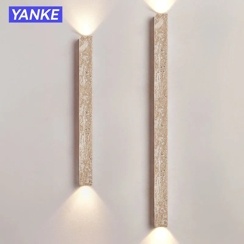 applique murale moderne minimaliste led beige blanc texture marbrée éclairage quotidien fixée mur deux