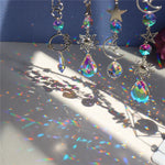 guirlande décorative cristaux célestes soleil lune étoile arc ciel chaîne métallique boho