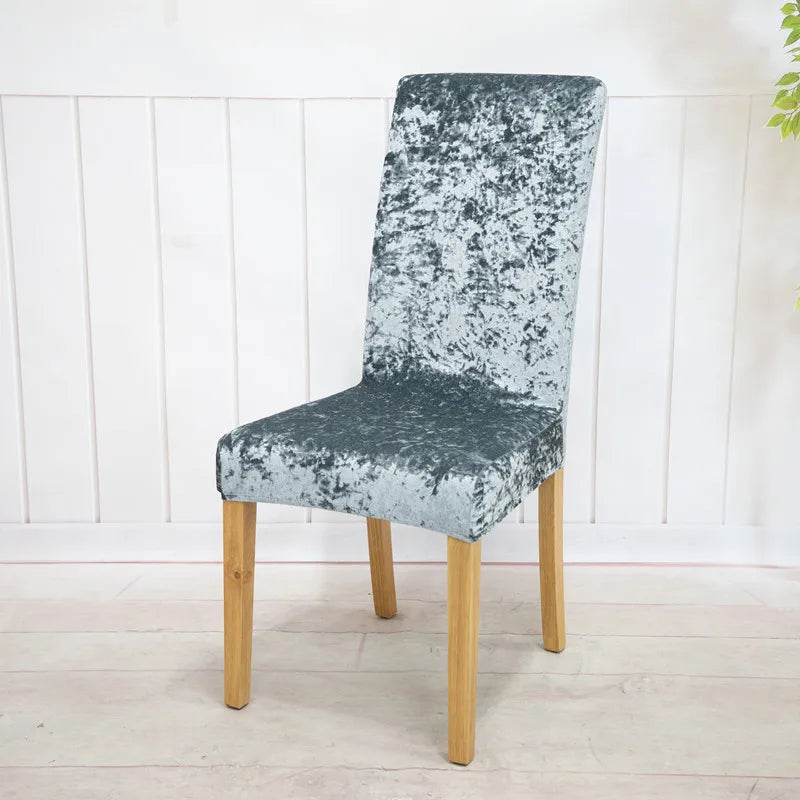 housse chaise velours moderne élégante mariage salle manger beige élastique polyester