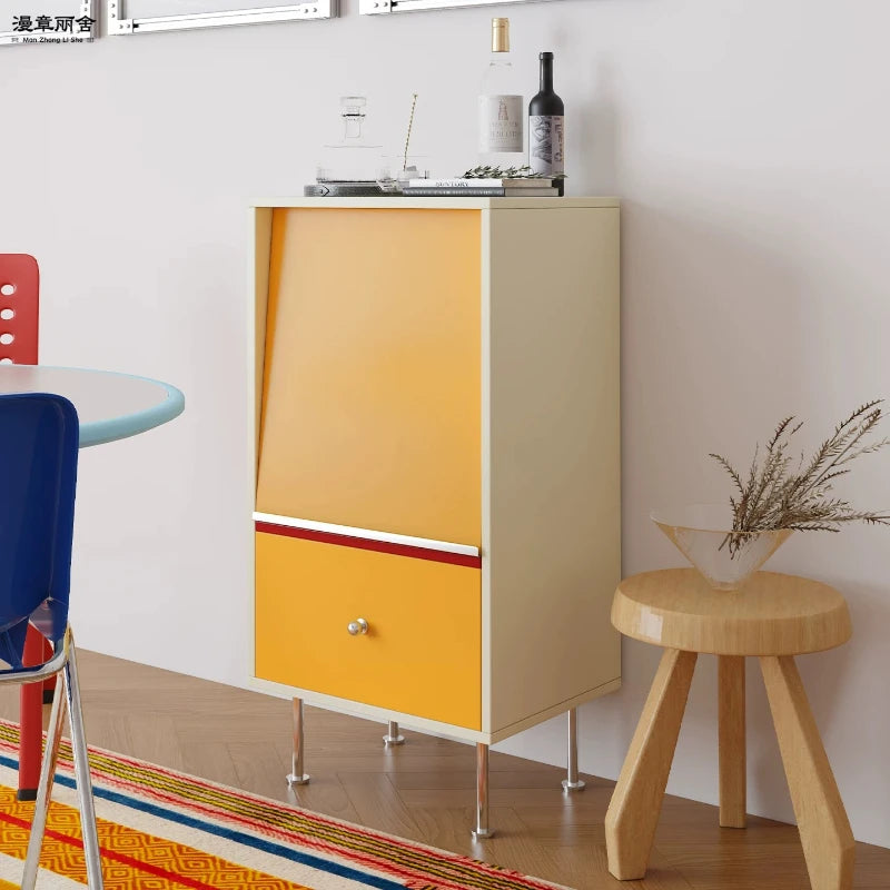 meuble tiroirs moderne couleur beige jaune vert bleu rouge pieds métal