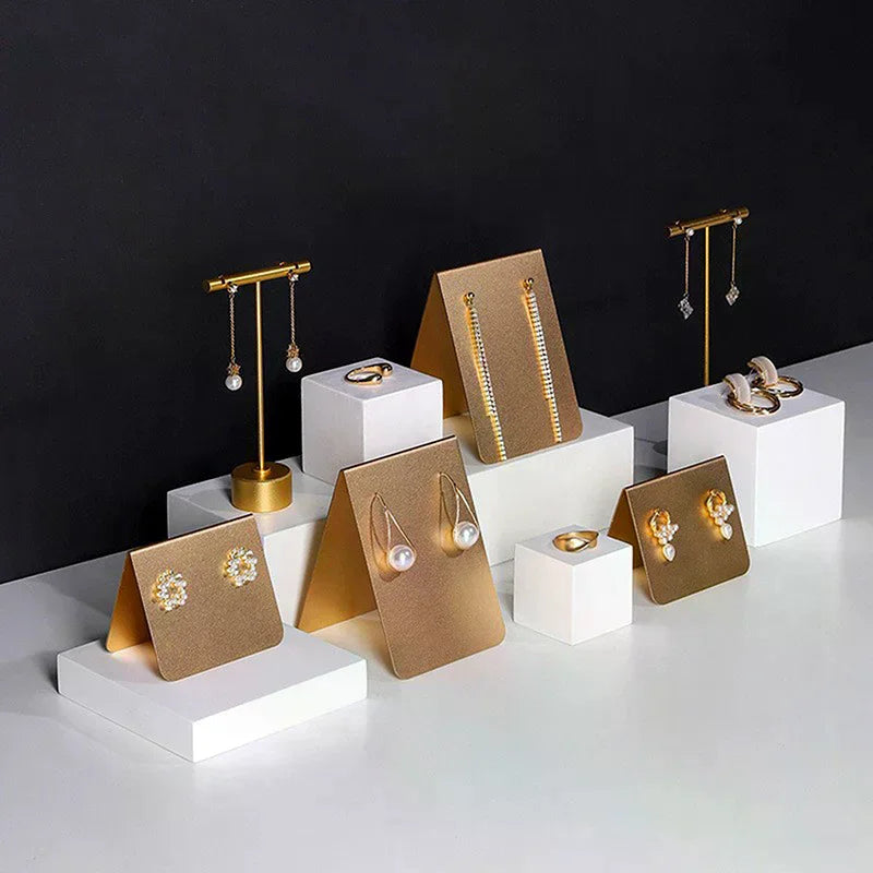 présentoir bijoux doré blanc strass clips élégants organisation autoportante support écritoire