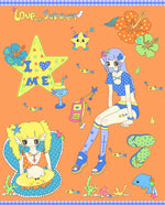 stickers dessin animé filles motifs colorés personnages doux accessoires variés animes vibrant palette couleursscrição