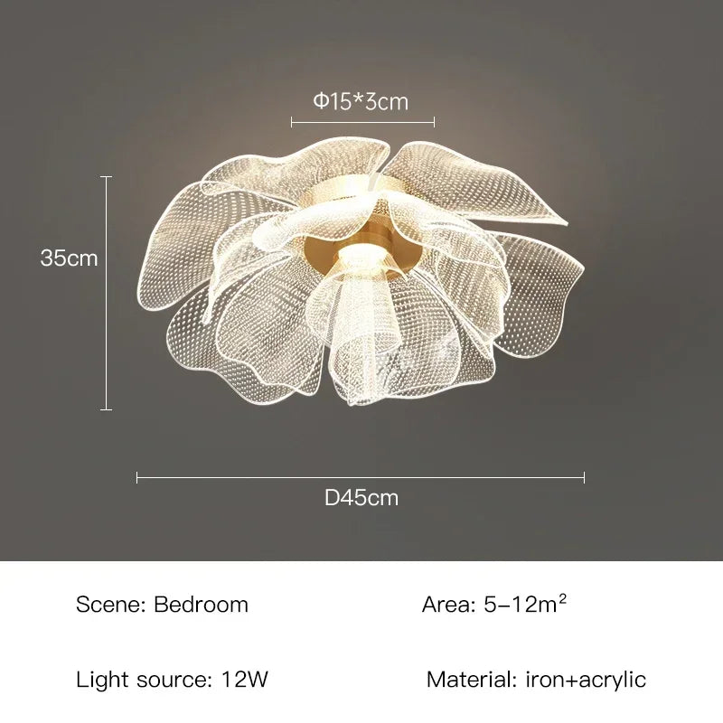 plafonnier led moderne floral doré lumineux chambre entrée couloir adaptable blanc doré