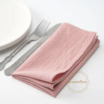 serviettes table coton rose pâle texture lin classique réutilisable 40x40cm