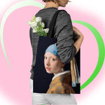 sac main polyester fleurs iris paysage moderne vert bleu beige noir poignées