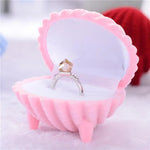 boîte bijoux coquillage blanc rose bleu classique anneaux rangement bague collier