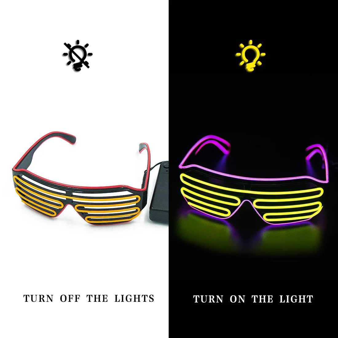 lunettes lumineuses led bleu rose lignes horizontales modernes élastiques événements halloween noël anniversaire