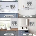 distributeur savon liquide argenté moderne fixations yeillets salle bain chambre