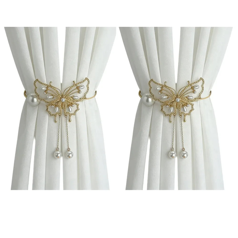 accessoires fenêtres doré blanc papillons élégants décoration intérieure fixations invisibles chaînes