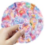 autocollants mignons imprimés floral brillants holographiques moderne 50pcs ruban adhésif