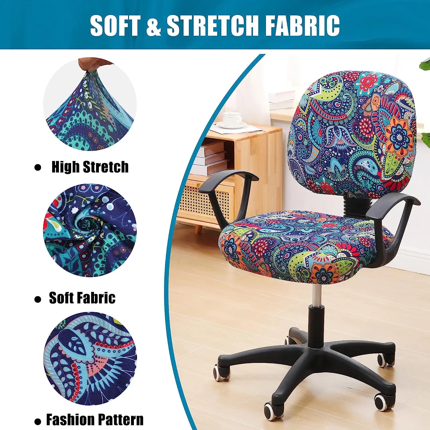 Détail du tissu élasthanne et polyester de la housse de chaise