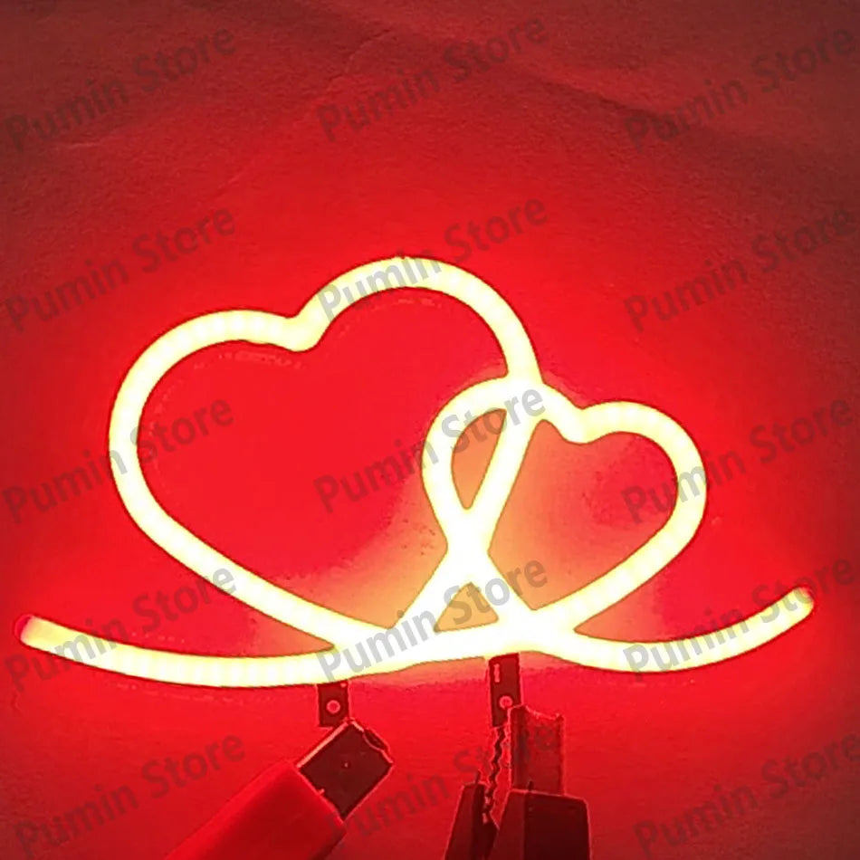 ampoule decorative lumiere neon coeurs bicolore rouge blanche moderne romantique