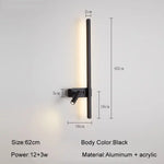 lampe murale moderne 92cm noir blanc vis fixation chambre salon entree