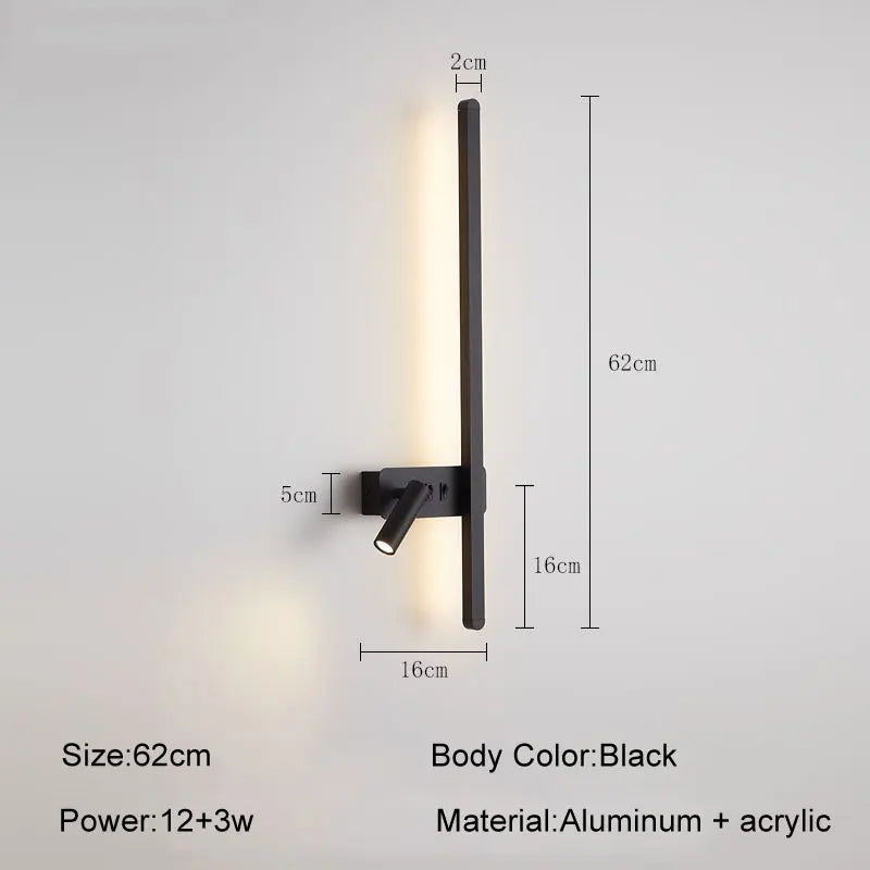 lampe murale moderne 92cm noir blanc vis fixation chambre salon entree