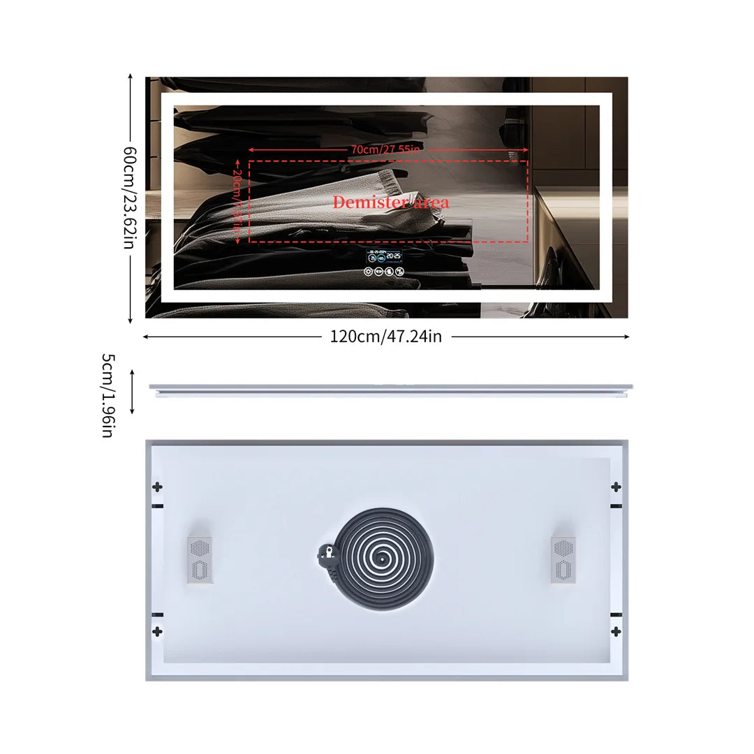 miroir lumineux moderne marbre blanc noir antibuée led bluetooth défog couleurs