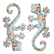 décoration murale gecko résine multicolore mosaïque brillante exotique verte artistiqueintérieurextérieur
